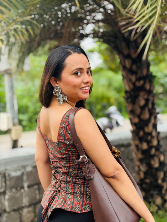 Nikki - Kalamkari Cinched-Back Top