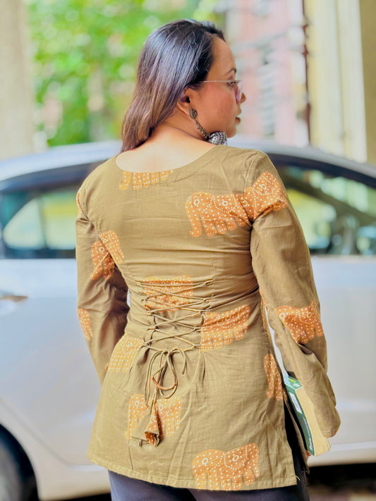 Gunjan – Long Sleeves Corset Back Kurti Code - 1