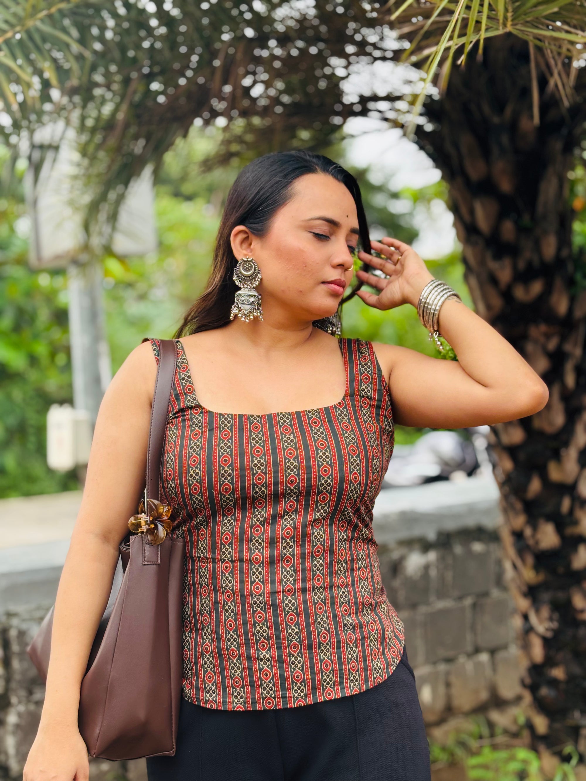 Nikki - Kalamkari Cinched-Back Top