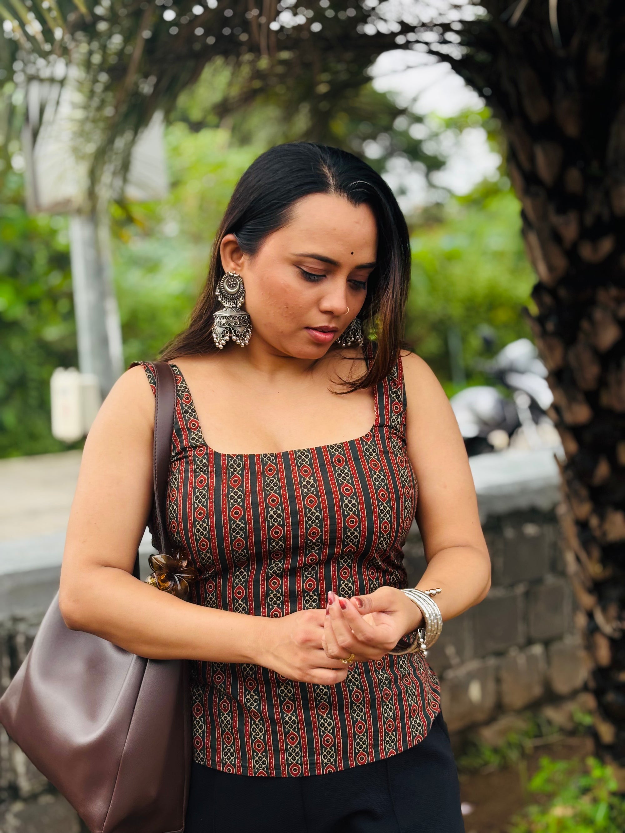 Nikki - Kalamkari Cinched-Back Top