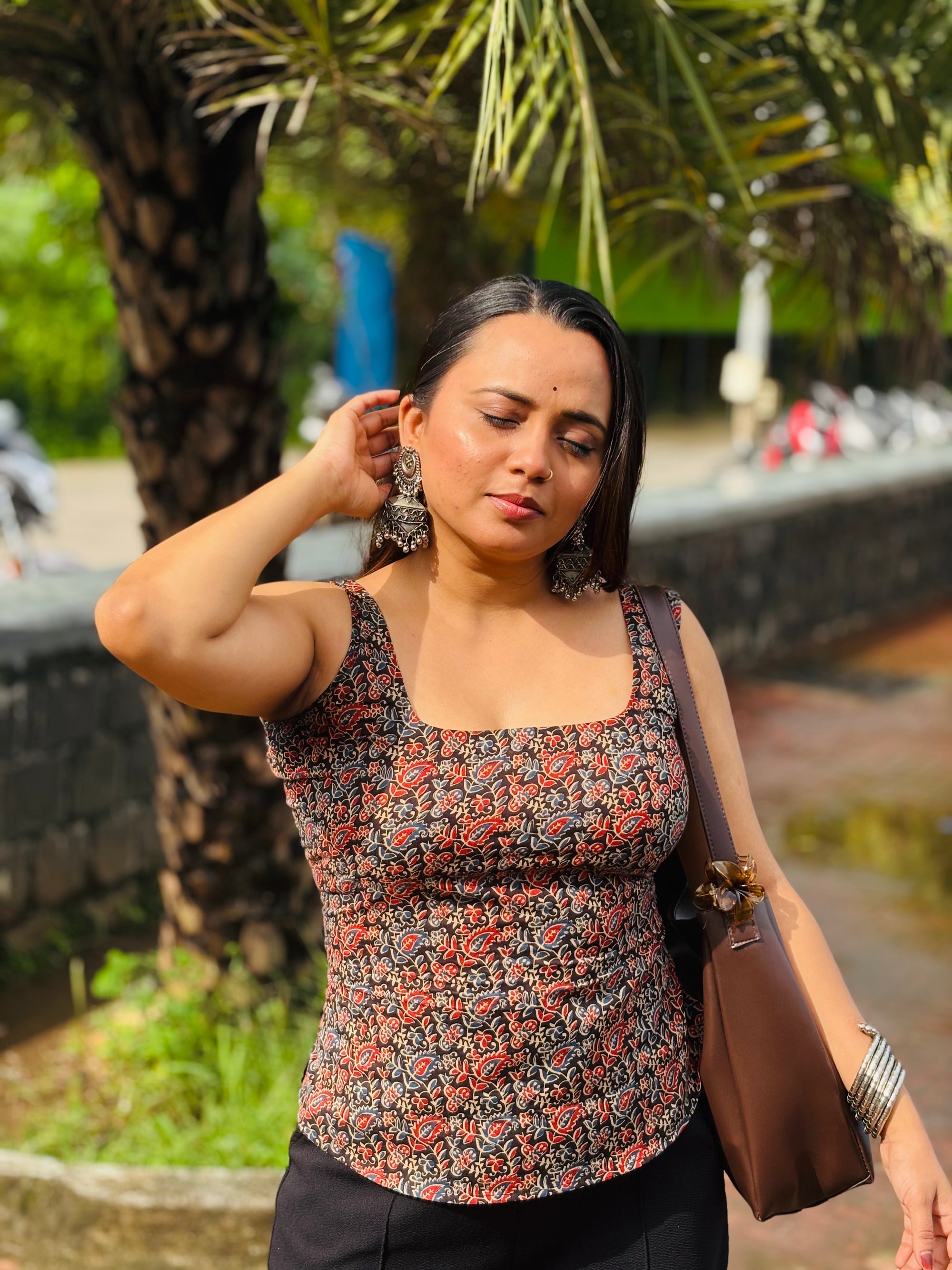 Noor – Kalamkari Cinched-Back Top